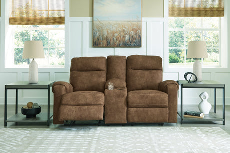 Edenwold Brown Reclining Loveseat with Console - Ornate Home