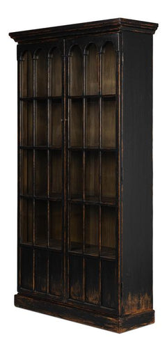 Edgar Allan Black Glass Bookcase - Ornate Home
