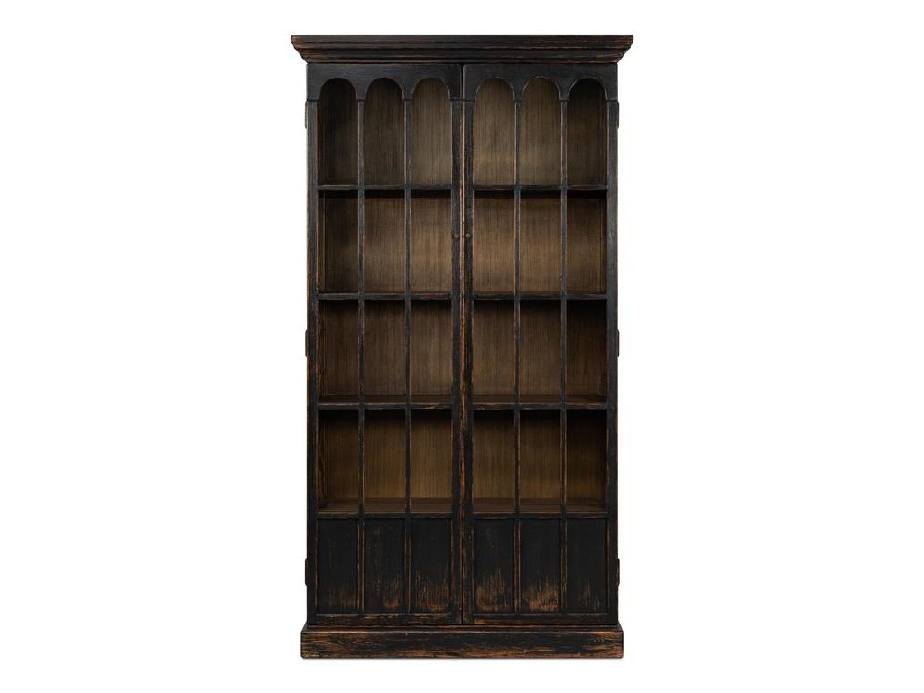 Edgar Allan Black Glass Bookcase - Ornate Home
