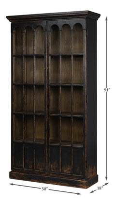 Edgar Allan Black Glass Bookcase - Ornate Home