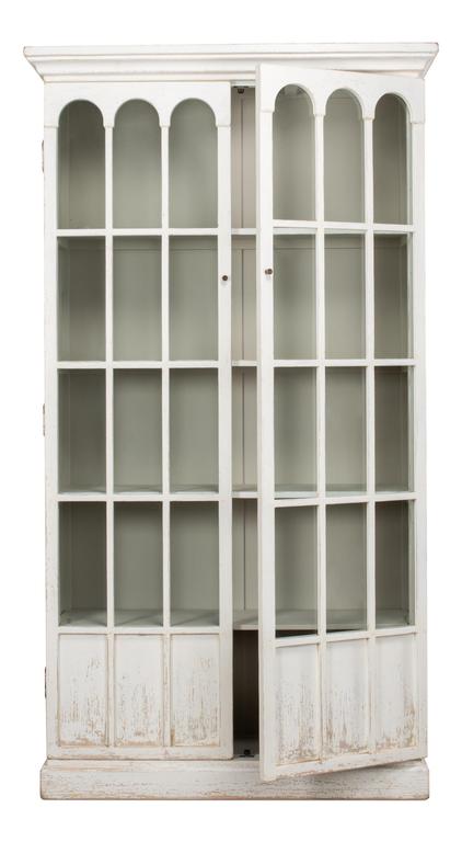 Edgar Allan White Glass Bookcase - Ornate Home