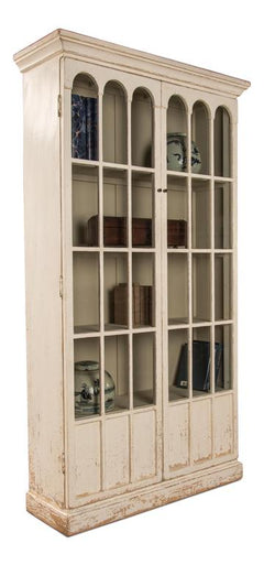 Edgar Allan White Glass Bookcase - Ornate Home