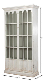 Edgar Allan White Glass Bookcase - Ornate Home