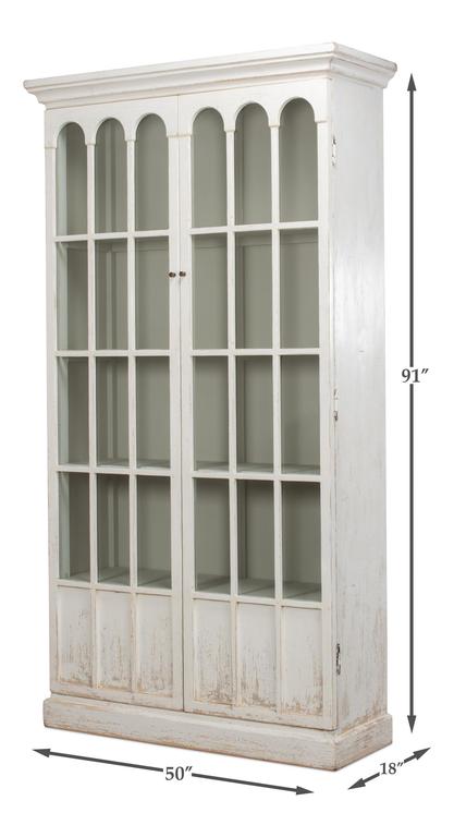 Edgar Allan White Glass Bookcase - Ornate Home