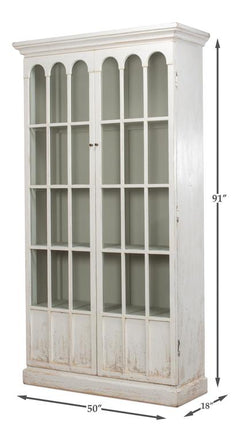 Edgar Allan White Glass Bookcase - Ornate Home