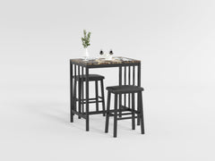 Edgar Faux Marble/Black 3-Piece Pack Counter Height Set - Ornate Home