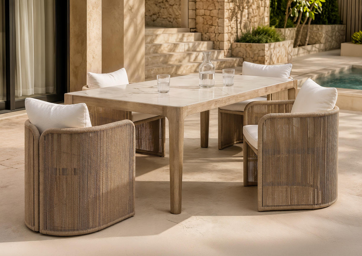 Edgeport Warm Shale Outdoor Dining Table - Ornate Home