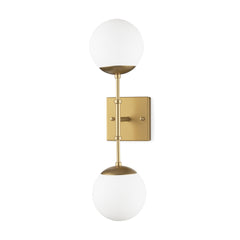Edie Brushed Gold Metal with Frosted Glass Globes 2-Light Wall Sconce - Ornate Home