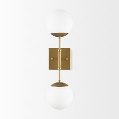 Edie Brushed Gold Metal with Frosted Glass Globes 2-Light Wall Sconce - Ornate Home