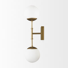 Edie Brushed Gold Metal with Frosted Glass Globes 2-Light Wall Sconce - Ornate Home