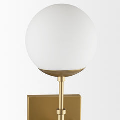 Edie Brushed Gold Metal with Frosted Glass Globes 2-Light Wall Sconce - Ornate Home