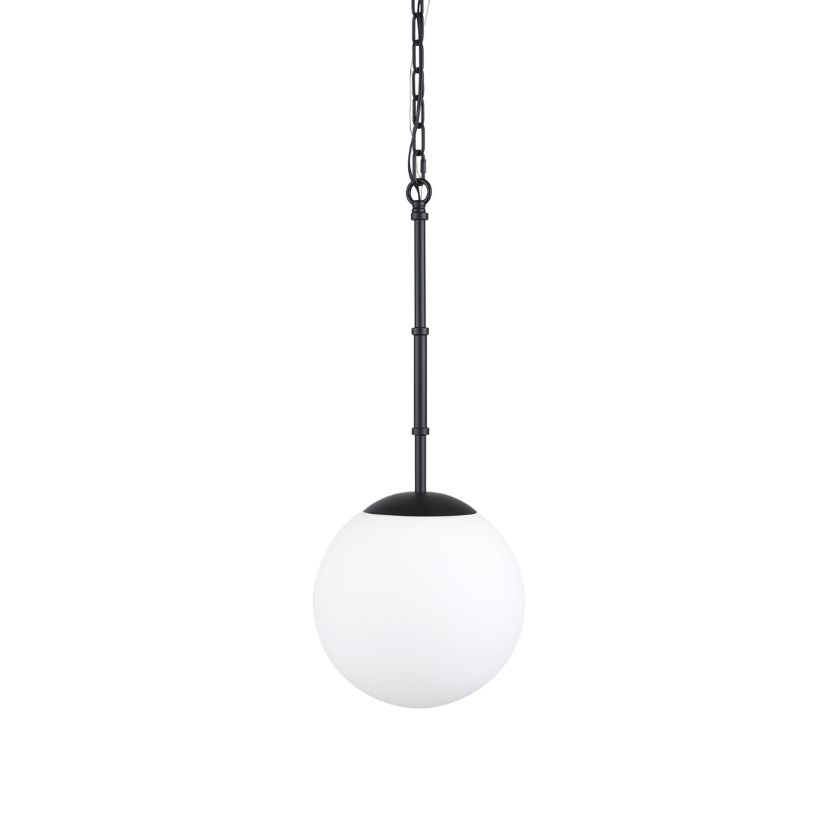 Edie Matte Black Metal with Frosted Glass Globe 1-Light Pendant - Ornate Home