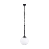 Edie Matte Black Metal with Frosted Glass Globe 1-Light Pendant - Ornate Home