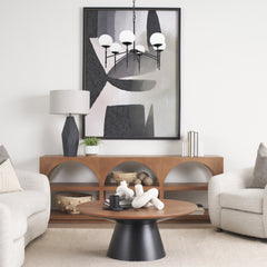 Edie Matte Black Metal with Frosted Glass Globes 6-Light Chandelier