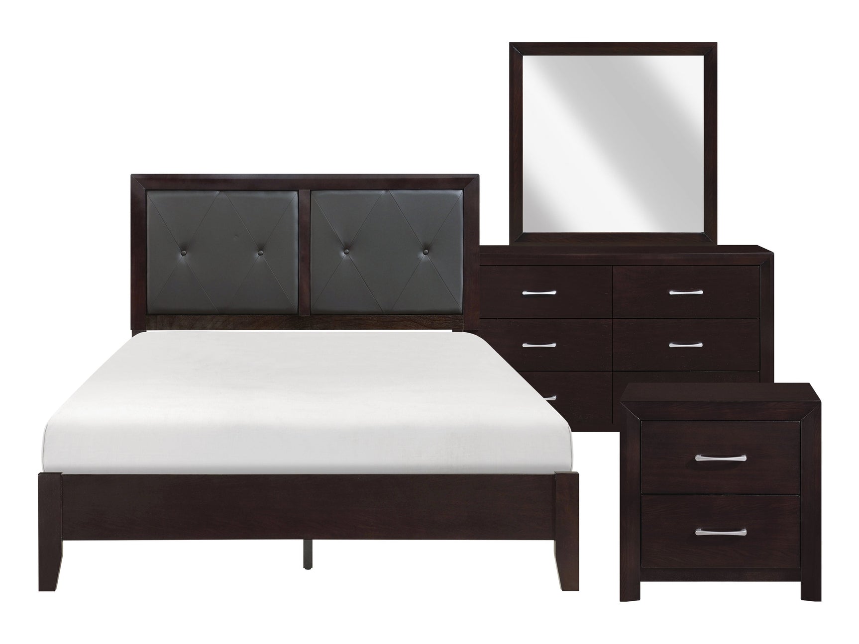 Edina Black/Cherry 4-piece Queen Bedroom Set - Ornate Home