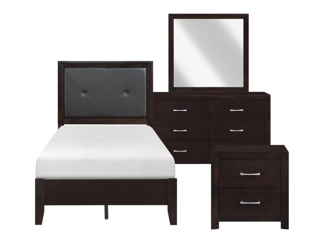 Edina Cherry/ Silver 4-piece Twin Bedroom Set - Ornate Home