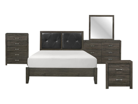Edina Dark Gray/Black 5-Piece Queen Bedroom Set - Ornate Home
