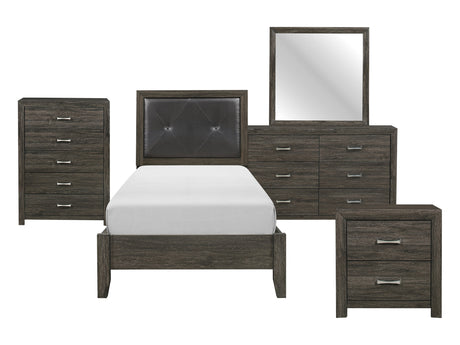 Edina Dark Gray/Black 5-Piece Twin Bedroom Set - Ornate Home