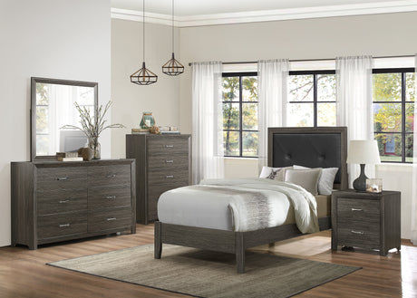Edina Dark Gray/Black Twin Bed - Ornate Home