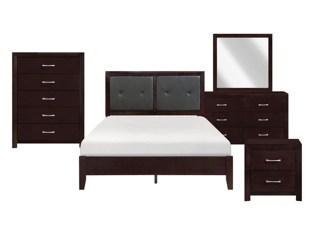 Edina Espresso/Black 5-Piece Queen Bedroom Set - Ornate Home