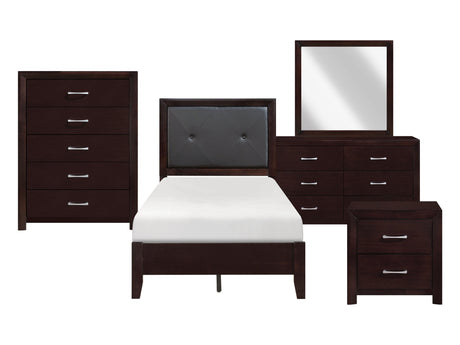Edina Espresso/Black 5-Piece Twin Bedroom Set - Ornate Home