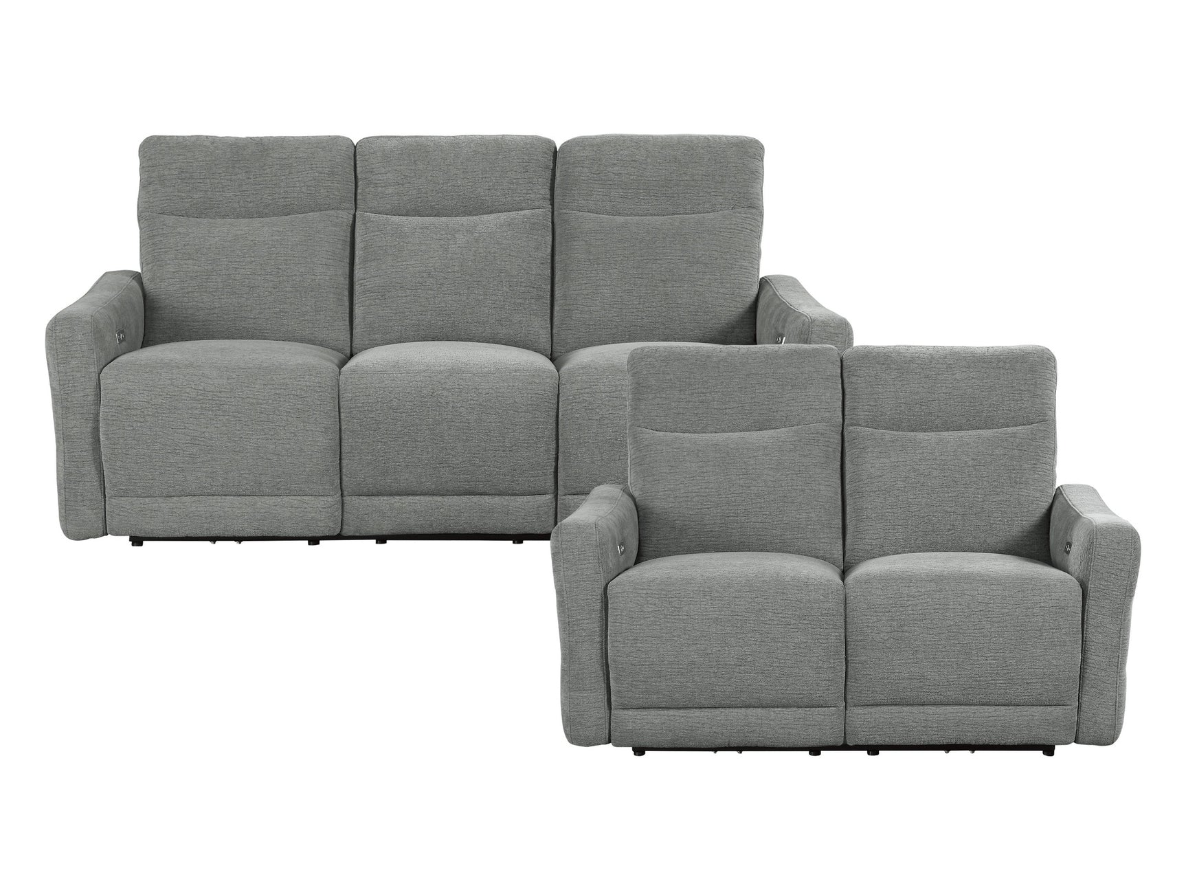 Edition Dove Gray Power Reclining Sofa and Loveseat - Ornate Home