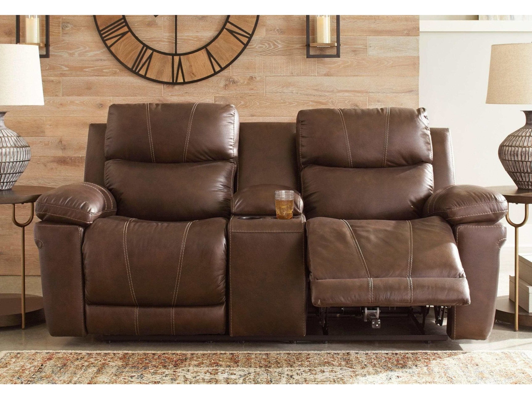 Edmar Chocolate Power Reclining Loveseat (Online Special Price) - Ornate Home
