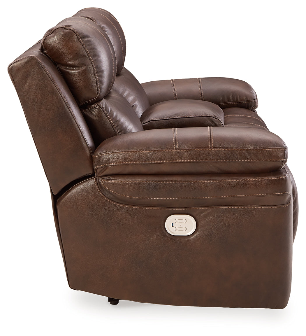 Edmar Chocolate Power Reclining Loveseat (Online Special Price) - Ornate Home