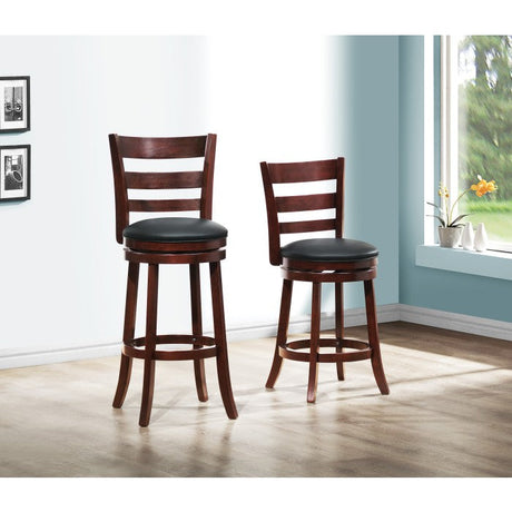 Edmond Dark Cherry Swivel Counter Height Chair (Set of 2) - Ornate Home