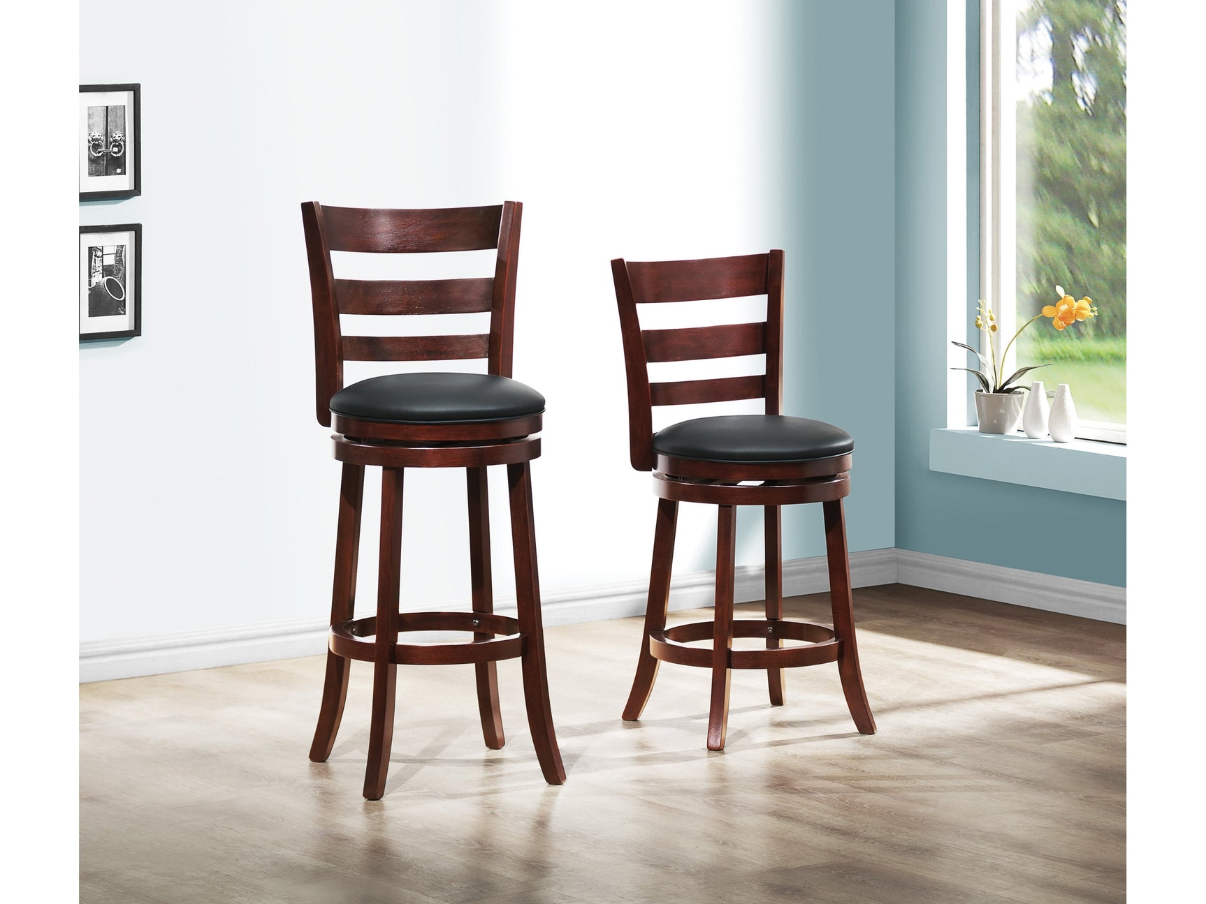 Edmond Dark Cherry Swivel Pub Height Chair - Ornate Home
