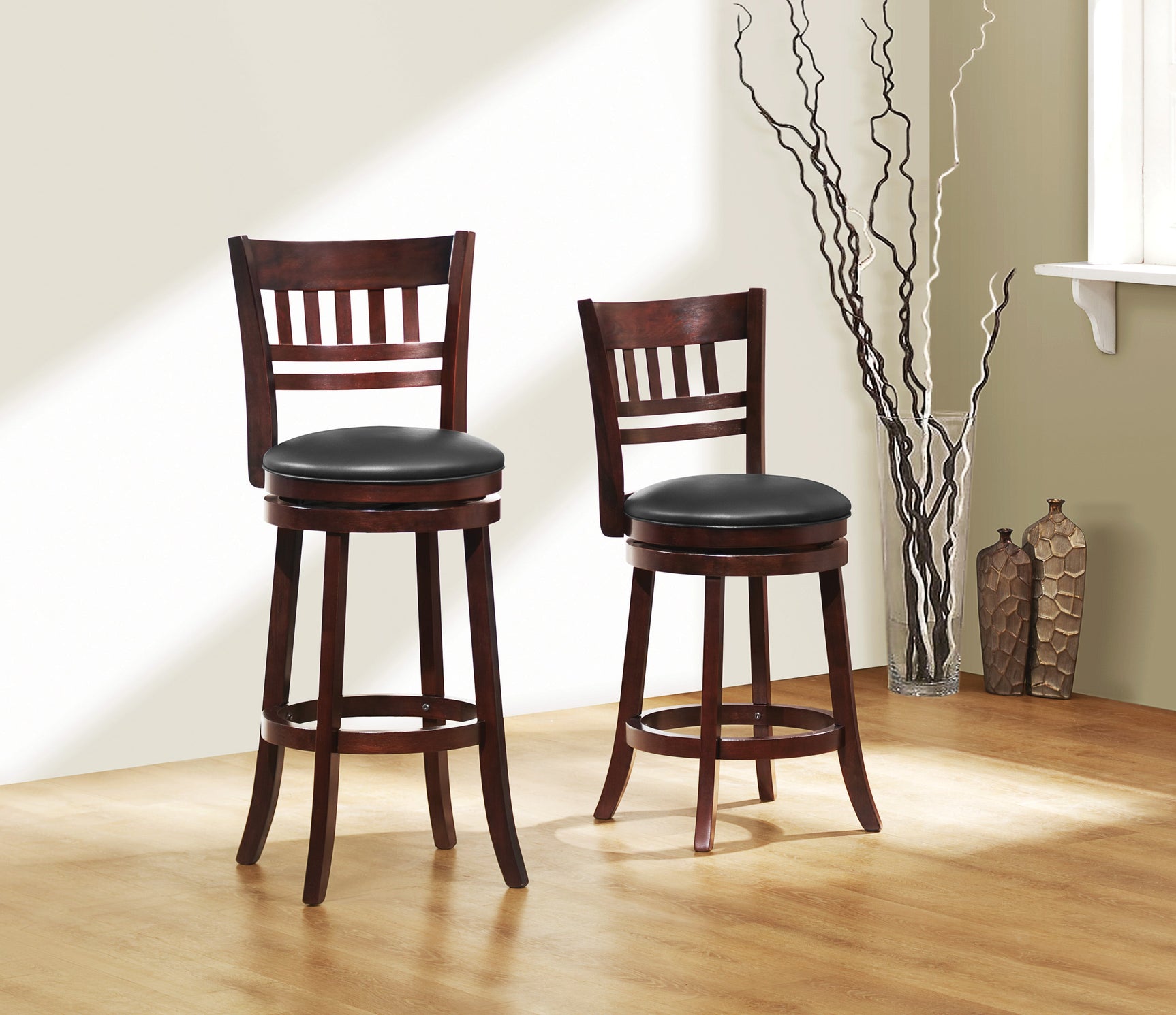 Edmond Dark Cherry Swivel Pub Height Chair (Set of 2) - Ornate Home