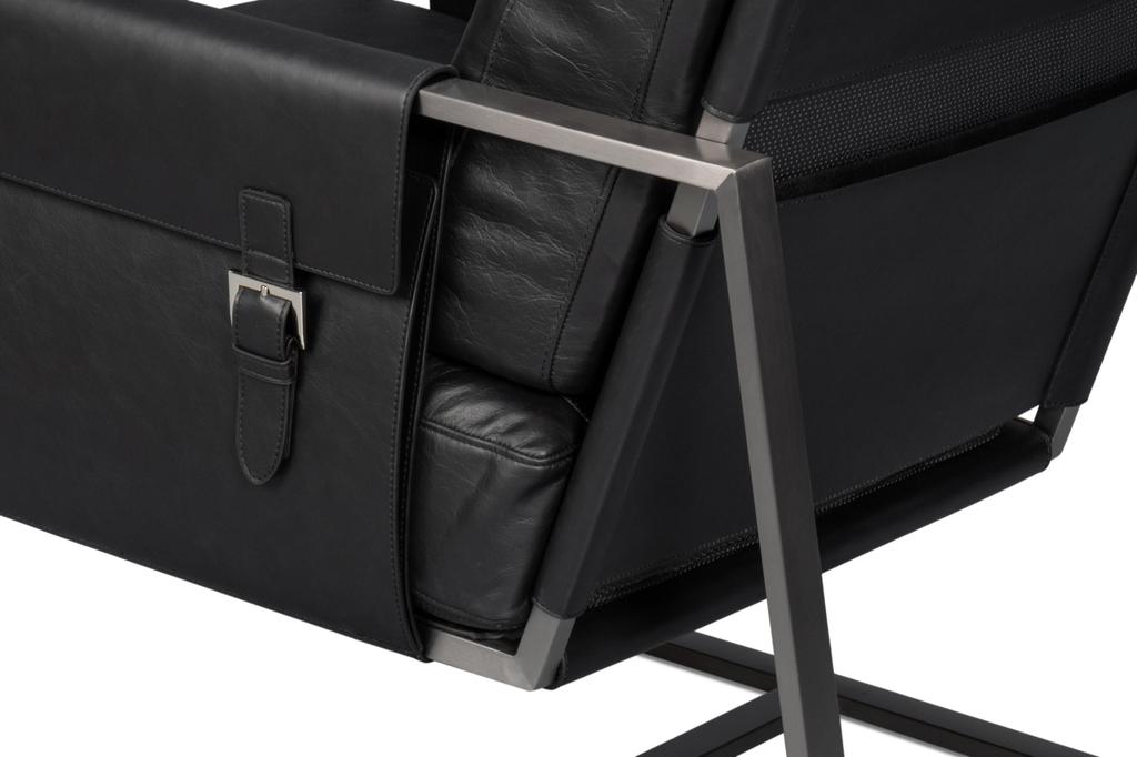 Edmonds Black Distilled Leather Chair - Ornate Home