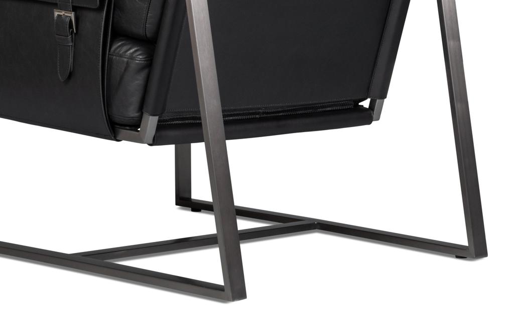 Edmonds Black Distilled Leather Chair - Ornate Home