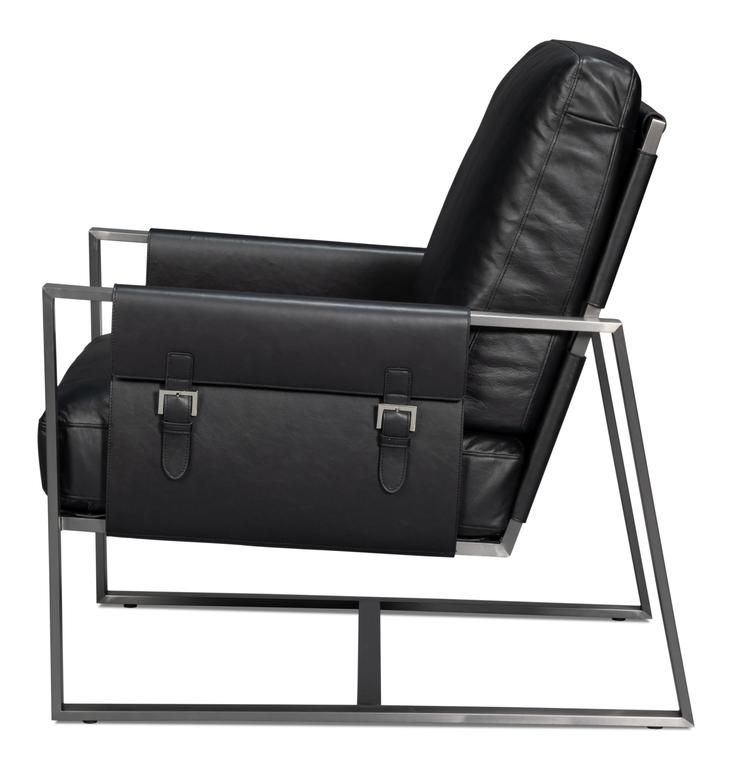 Edmonds Black Distilled Leather Chair - Ornate Home