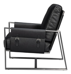 Edmonds Black Distilled Leather Chair - Ornate Home