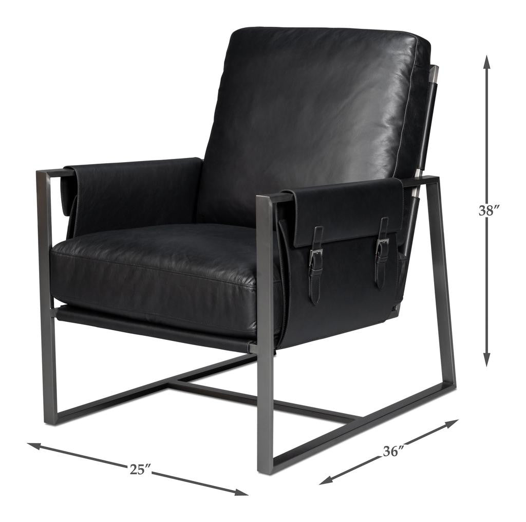 Edmonds Black Distilled Leather Chair - Ornate Home