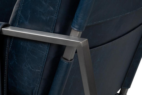 Edmonds Blue Distilled Leather Chair - Ornate Home