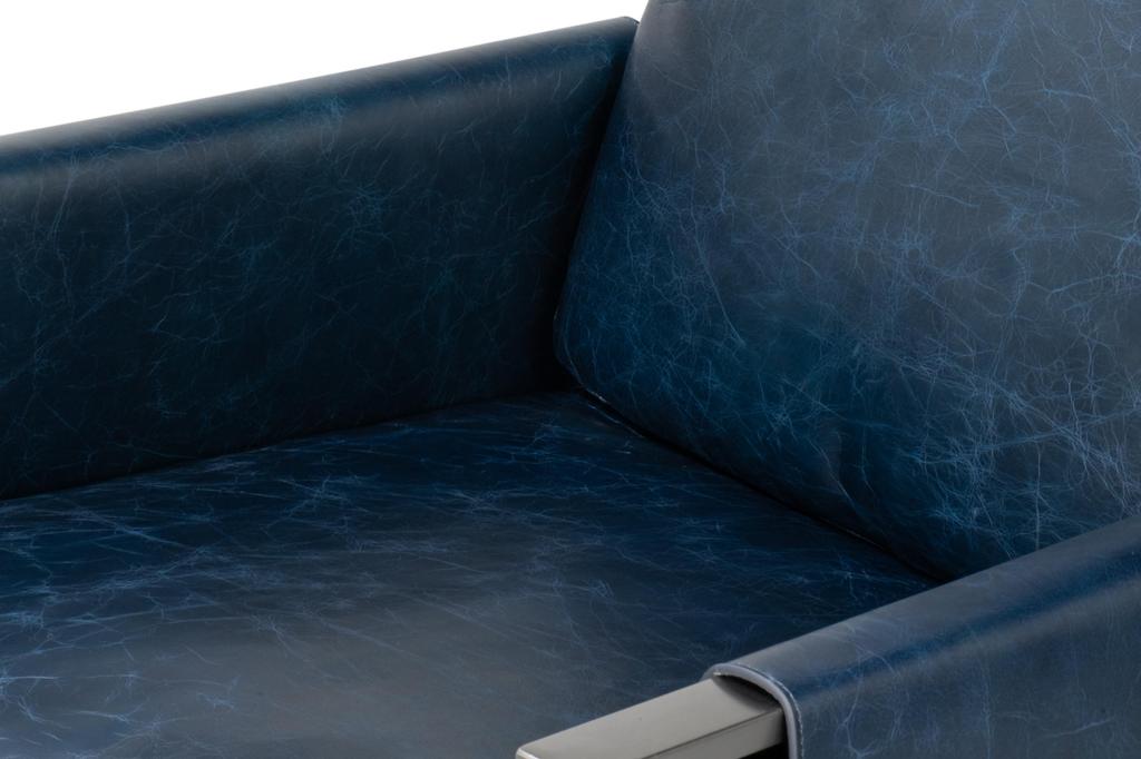 Edmonds Blue Distilled Leather Chair - Ornate Home