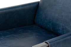 Edmonds Blue Distilled Leather Chair - Ornate Home