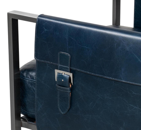 Edmonds Blue Distilled Leather Chair - Ornate Home