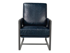 Edmonds Blue Distilled Leather Chair - Ornate Home