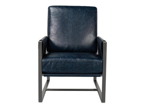 Edmonds Blue Distilled Leather Chair - Ornate Home