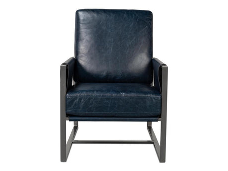 Edmonds Blue Distilled Leather Chair - Ornate Home