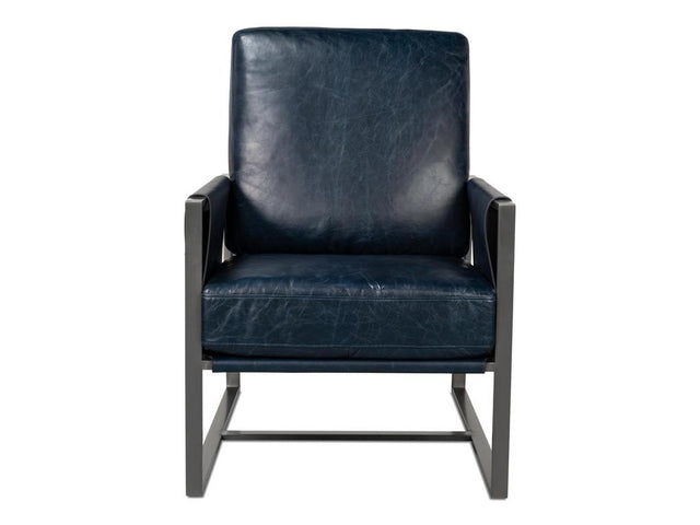 Edmonds Blue Distilled Leather Chair - Ornate Home