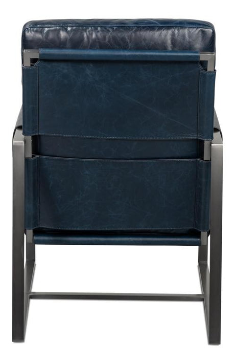 Edmonds Blue Distilled Leather Chair - Ornate Home