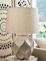 Edselham Distressed Cream Paper Table Lamp (1/CN) (Online Special Price) - Ornate Home
