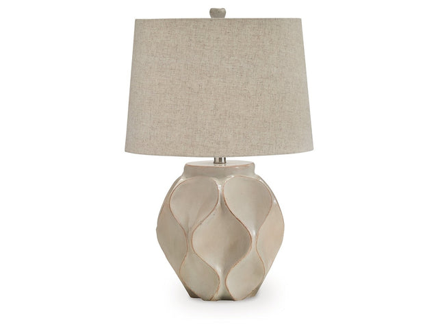 Edselham Distressed Cream Paper Table Lamp (1/CN) - Ornate Home