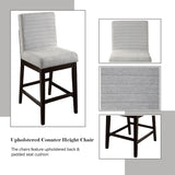 Edwyn Gray Linen & Espresso Counter Height Chair (Set of 2) - Ornate Home