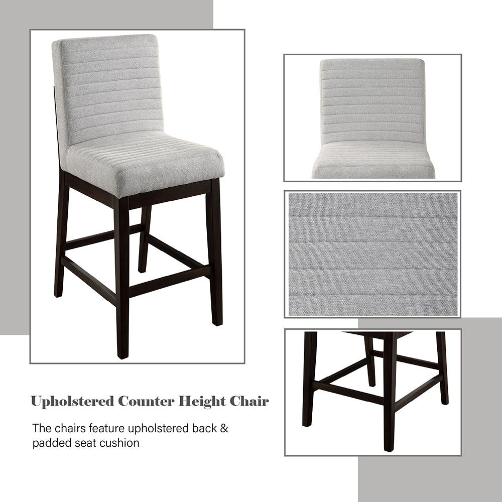 Edwyn Gray Linen & Espresso Counter Height Chair (Set of 2) - Ornate Home