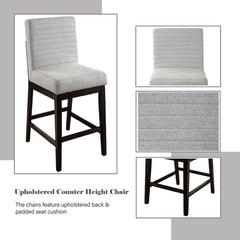 Edwyn Gray Linen & Espresso Counter Height Chair (Set of 2) - Ornate Home